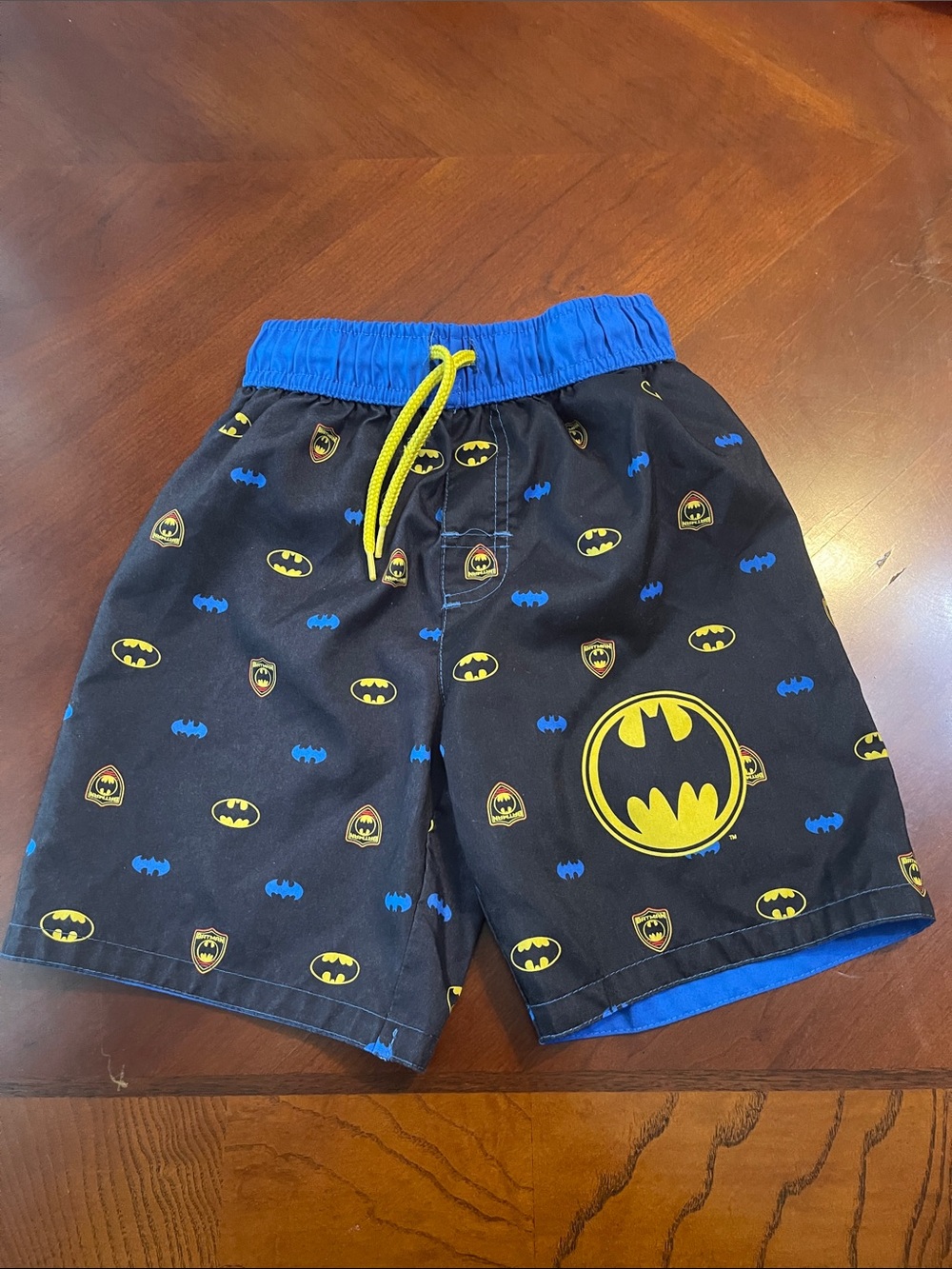 Batman Black & Blue Swim Shorts with Yellow Accents